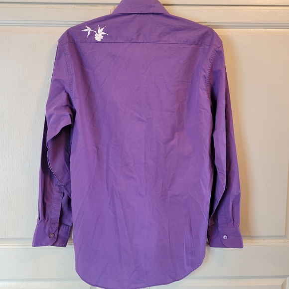 Vintage Las Olas Purple Embroidered Long Sleeve Button Up Shirt Blouse - Picture 3 of 6